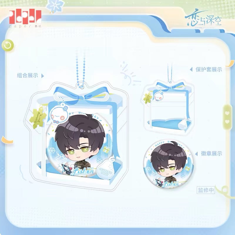 Love and Deepspace Zayne 2026 Birthday When Embers Rise Series Chibi Pin and Case Set