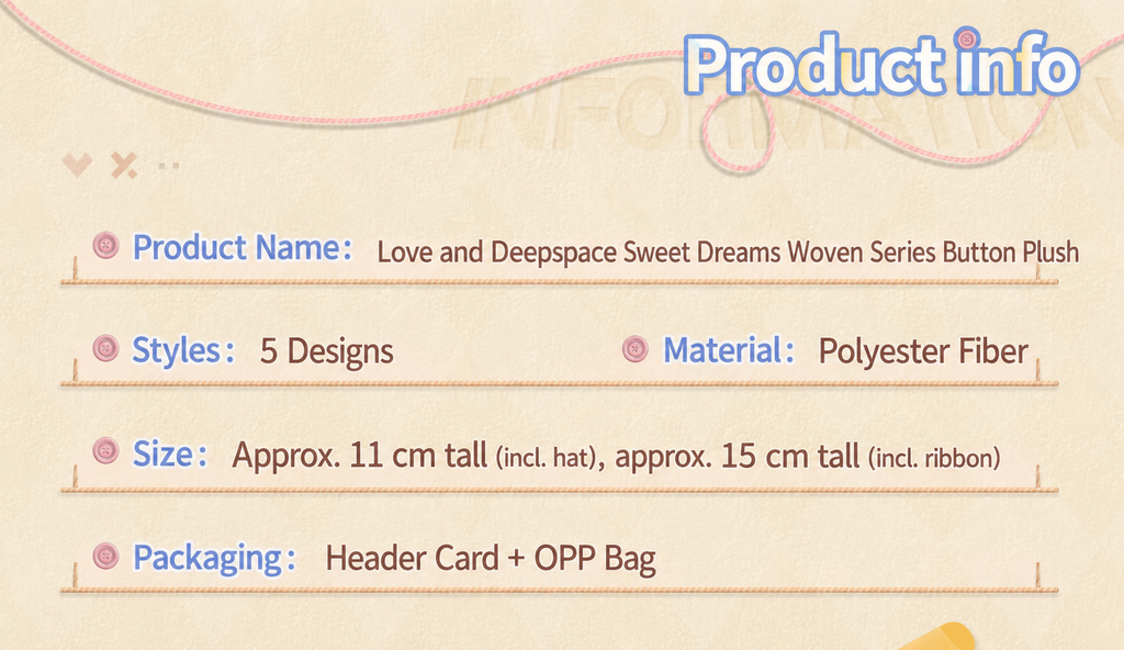 Love and Deepspace Sweet Dreams Woven Series Button Plush