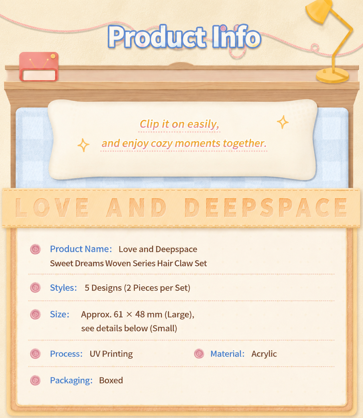 Love and Deepspace Sweet Dreams Woven Series Clip Set