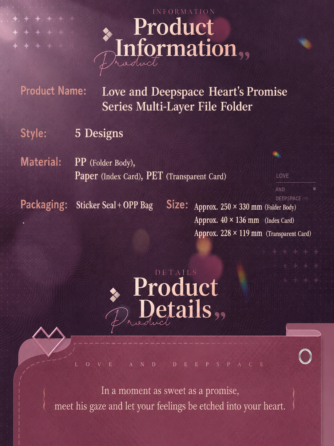 Love and Deepspace Heart's Promise Series Multi Layer File Folder