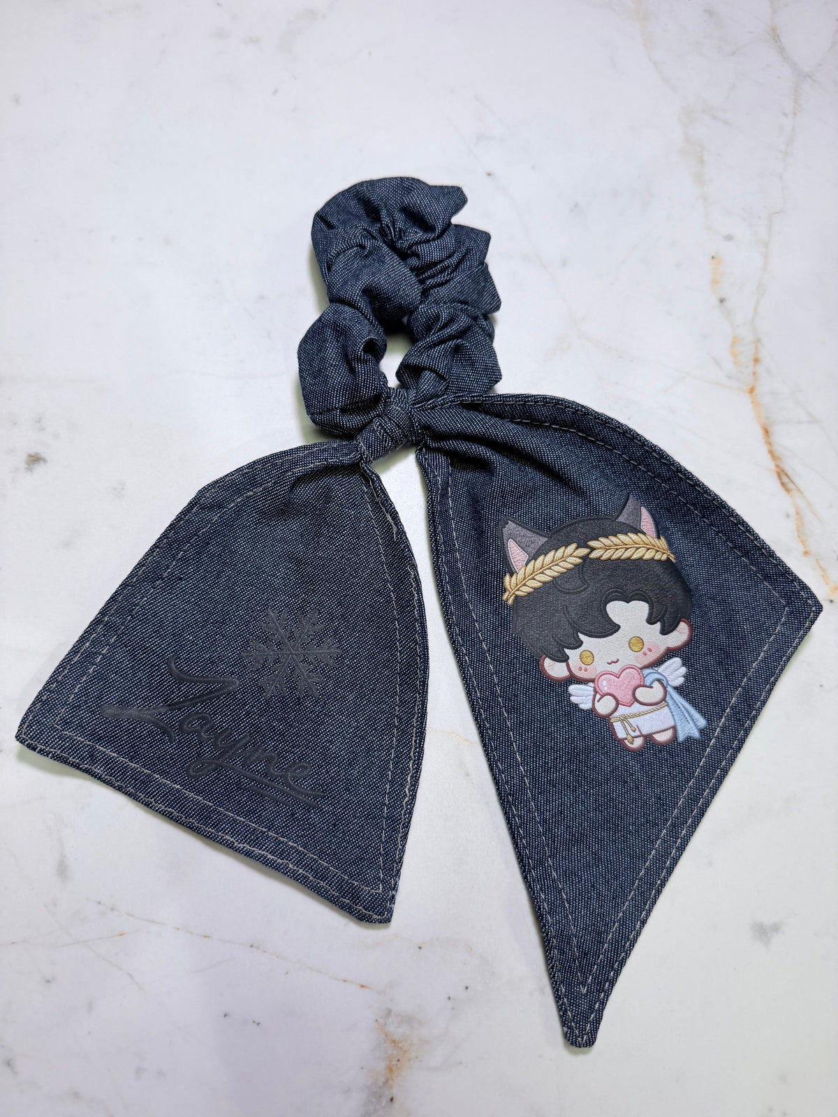 Love and Deepspace Character Chibi Denim Bunny Ear Scrunchie – Choose Your Choose Your Love Interest