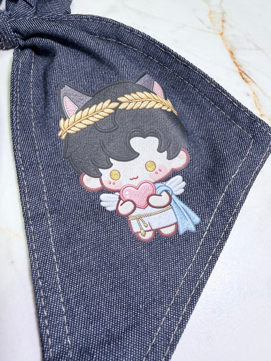 Love and Deepspace Character Chibi Denim Bunny Ear Scrunchie – Choose Your Choose Your Love Interest
