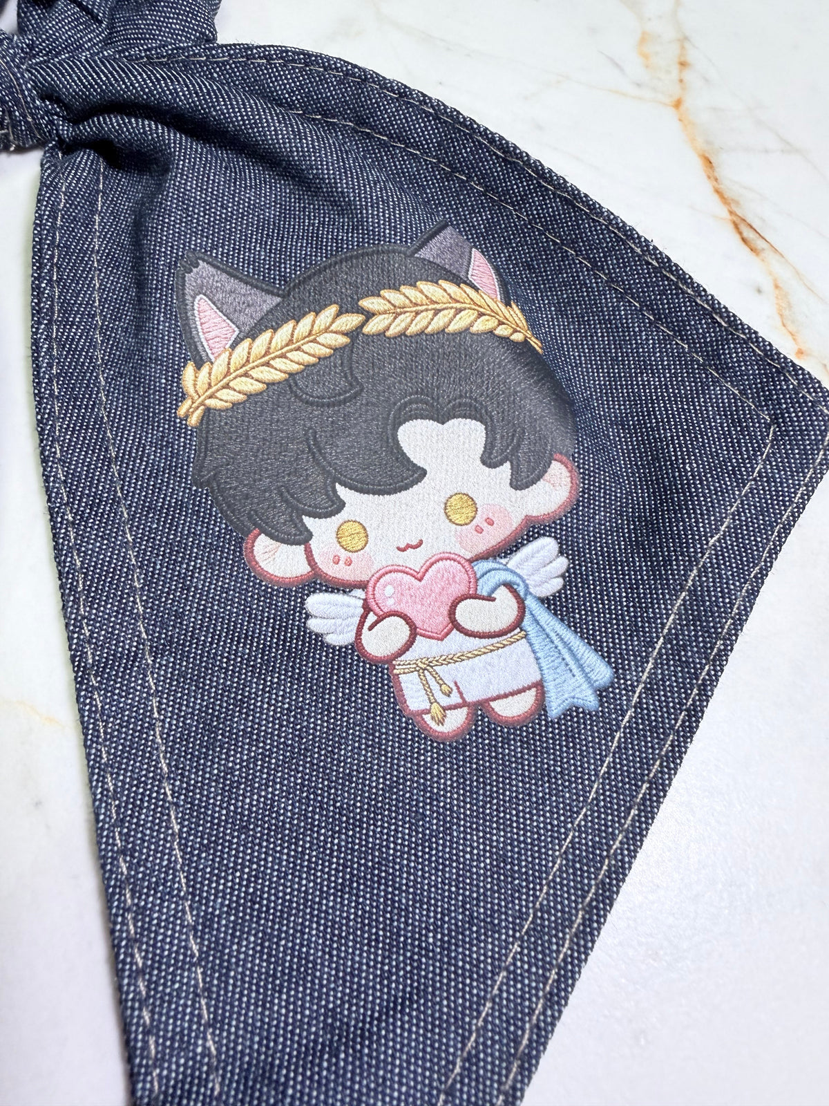 Love and Deepspace Character Chibi Denim Bunny Ear Scrunchie – Choose Your Choose Your Love Interest