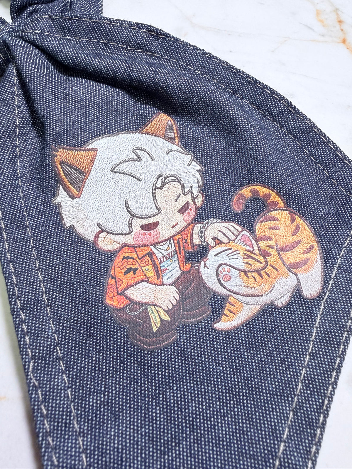 Love and Deepspace Character Chibi Denim Bunny Ear Scrunchie – Choose Your Choose Your Love Interest