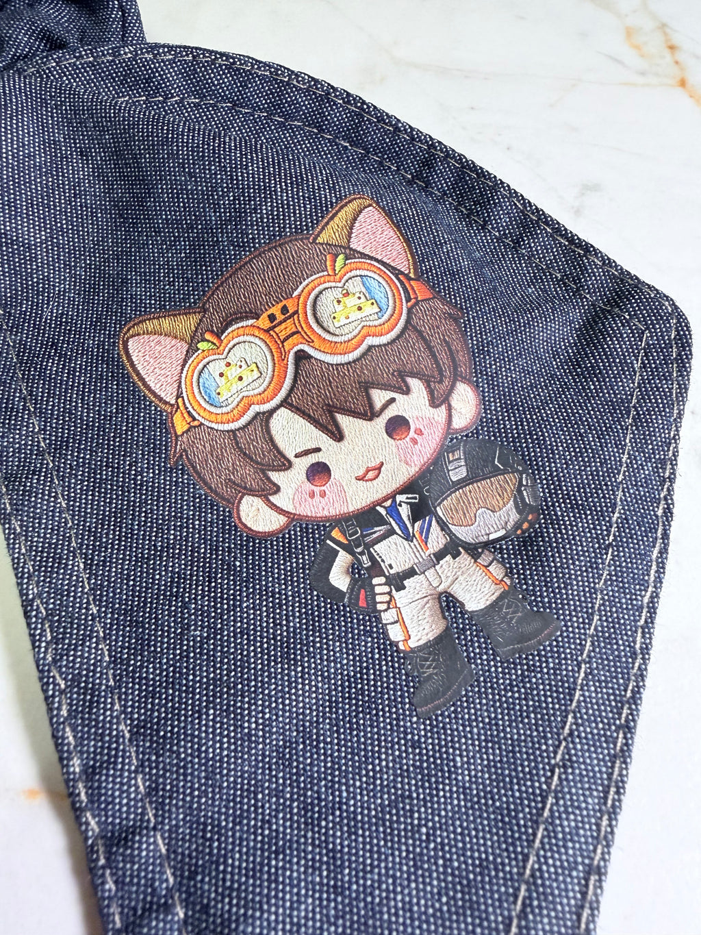 Love and Deepspace Character Chibi Denim Bunny Ear Scrunchie – Choose Your Choose Your Love Interest