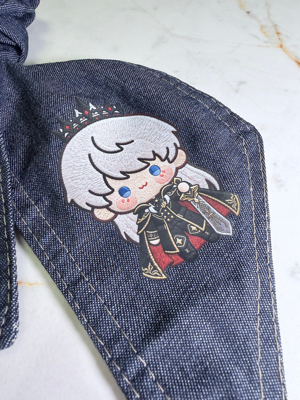 Love and Deepspace Character Chibi Denim Bunny Ear Scrunchie – Choose Your Choose Your Love Interest