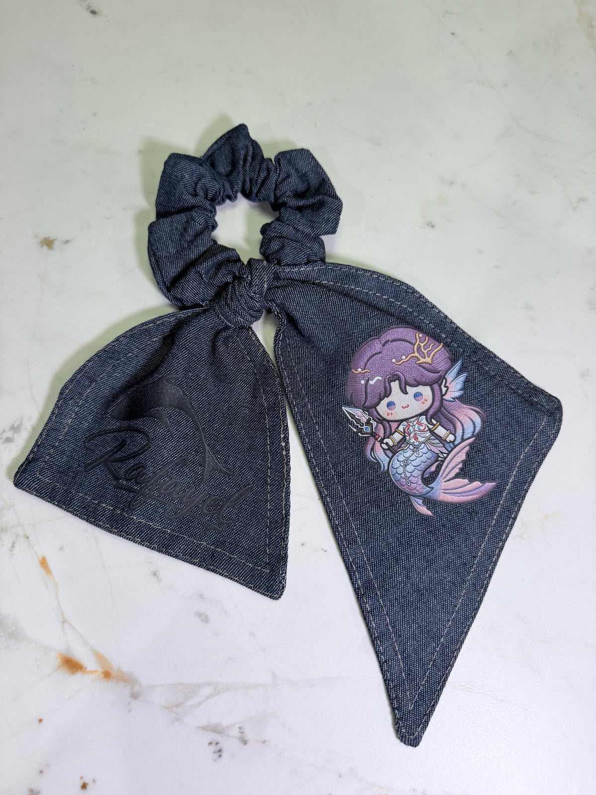 Love and Deepspace Character Chibi Denim Bunny Ear Scrunchie – Choose Your Choose Your Love Interest