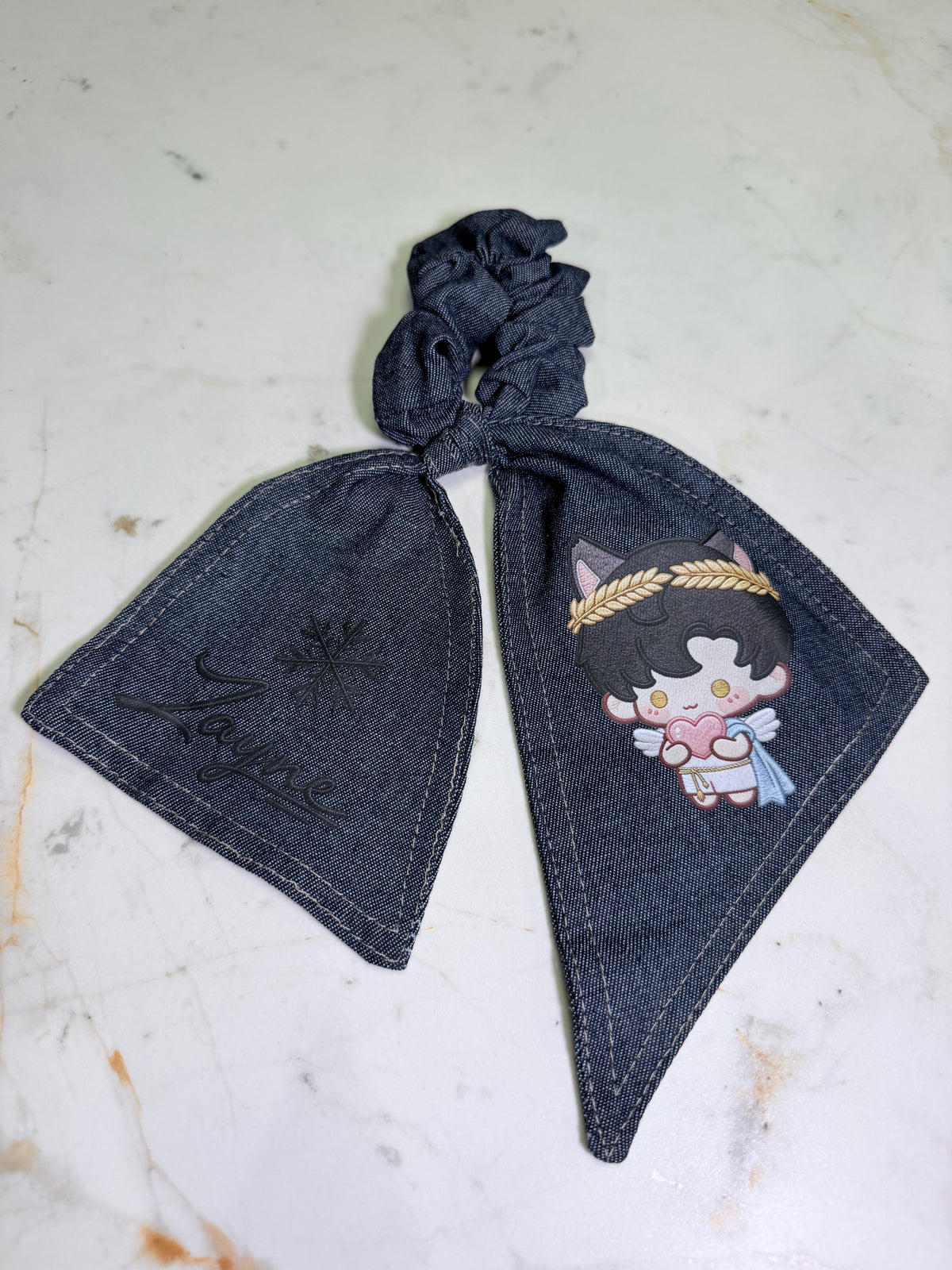 Love and Deepspace Character Chibi Denim Bunny Ear Scrunchie – Choose Your Choose Your Love Interest