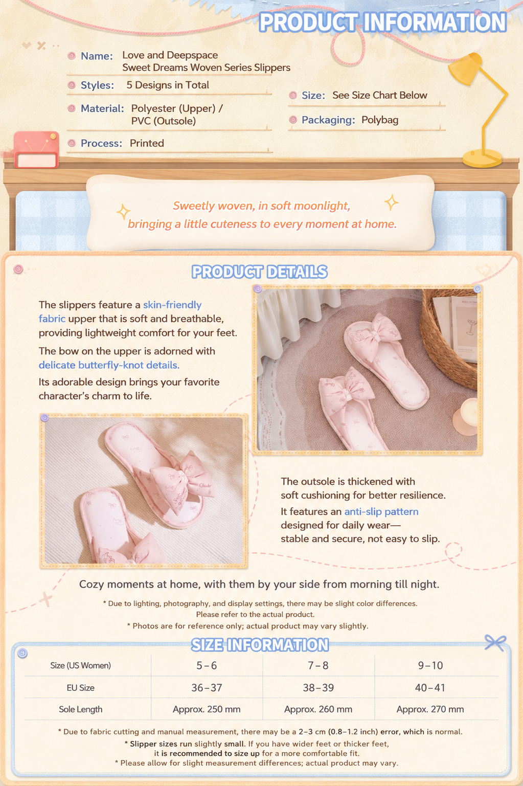 Love and Deepspace Sweet Dreams Woven Series Pajama + Slipper Set